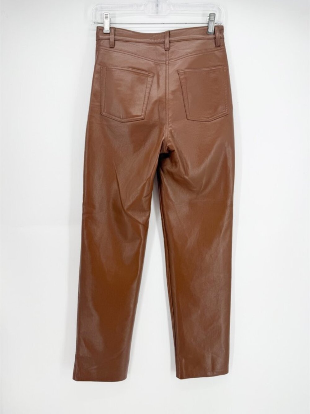 Aritzia NWT Wilfred Melina Vegan Leather High Rise Straight Leg Pants Size 2 - Picture 4 of 7